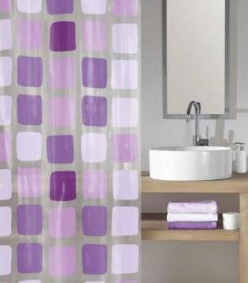 Perdea dus, plastic ecologic, 180x200cm, patrate