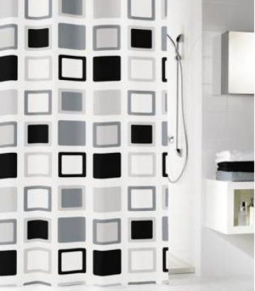 Perdea dus, plastic ecologic, 180x200cm, patratele