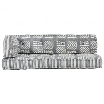 Perna pentru canapea din paleti, gri, textil, petice
