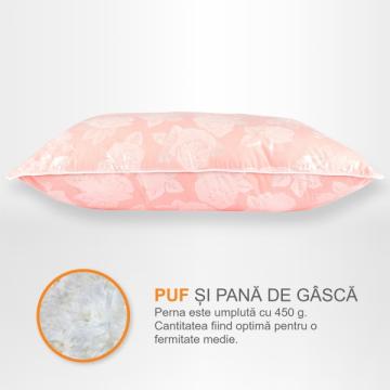 Perna puf gasca roz cu trandafiri 50x70 cm