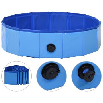 Piscina pentru caini pliabila, albastru, 80 x 20cm