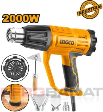 Pistol cu aer cald 2000W 6 reglaje + accesorii
