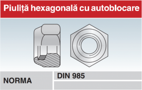 Piulita hexagonala autoblocare (insertie de plastic) DIN 985