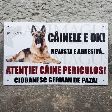 Placa avertizare Ciobanesc German - Fugi!