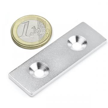 Placuta metalica cu doua gauri ingropate, 60x20x3 mm