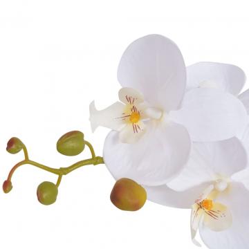 Planta artificiala orhidee cu ghiveci, 65 cm, alb