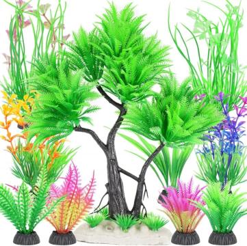Plante artificiale pentru decor acvariu verzi mici