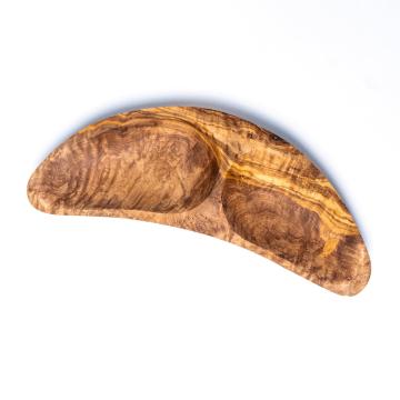 Platou Semiluna 2 compartimente din lemn de maslin