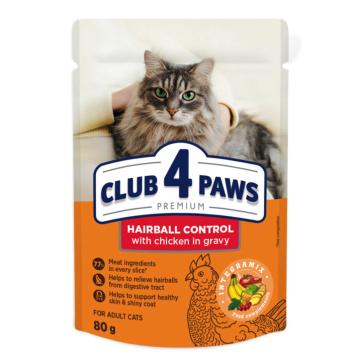 Plic hrana umeda pisica Hairball Control 80g - Club 4 Paws