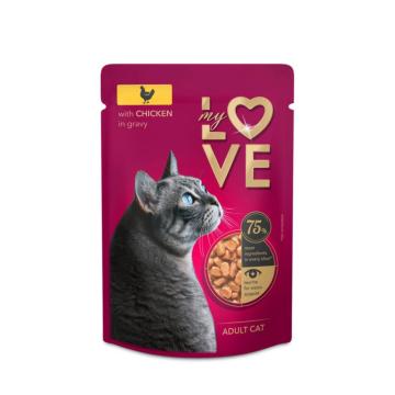 Plic hrana umeda pisica cu pui in jelly 85g - Miau!