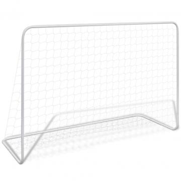 Poarta de fotbal cu plasa alb 182x61x122 cm otel