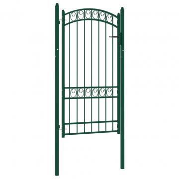 Poarta de gard cu arcada, verde, 100x175 cm, otel