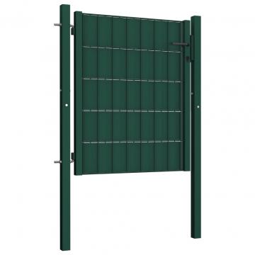 Poarta de gard, verde, 100x101 cm, PVC si otel