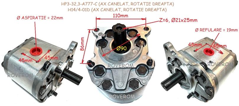 Pompa hidraulica ax canelat rotatie dreapa (H14/4-01D)
