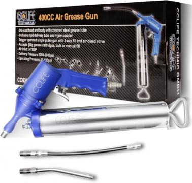 Pompa pneumatica de gresat pentru tub 400gr cu adaptoare