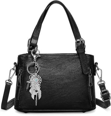 Poseta eleganta mica neagra din piele PU, cu curea de umar