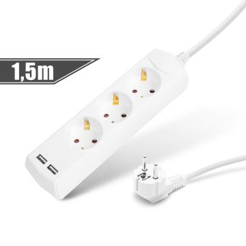 Prelungitor 3 x 1,5 mm2 - 1,5 m - cu 2 x USB