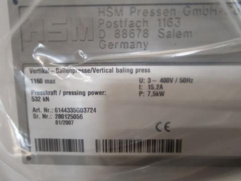 Presa de  balotat HSM V-Press 1160 max,  din  2007