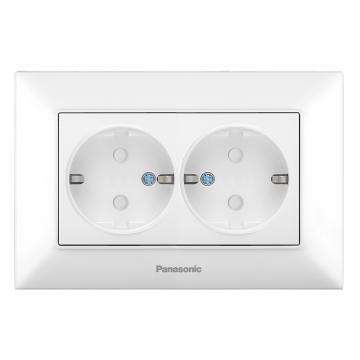 Priza Schuko 2P+E dubla cu obturator - protectie copil 16A