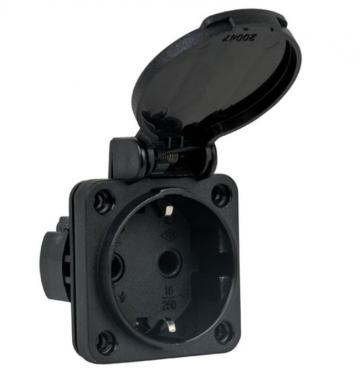 Priza Schuko incastrabila neagra pentru tablouri electrice