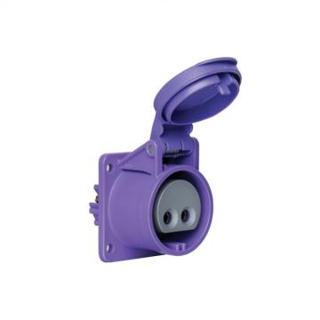 Priza industriala 2 poli 24V 16A incastrabila 70x70mm IP44