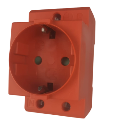 Priza rosie 16A 250V schuko 2P+E cu protectie copii IP30
