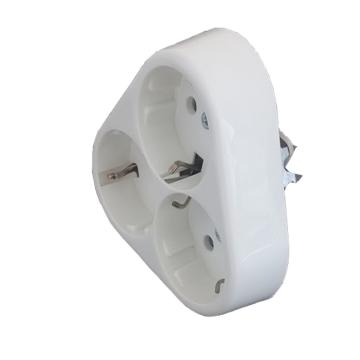 Priza tripla Schuko 16A 250V alb