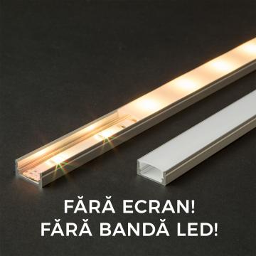 Profil U din aluminiu pentru benzi LED 1000x17x8mm