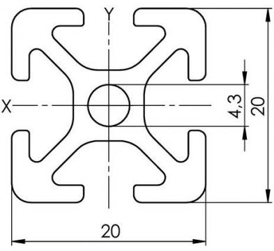 Profil aluminiu compatibil ITEM 20x20 Sistem 20 canal 5