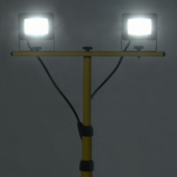 Proiector cu LED si trepied, 2x10 W, alb rece