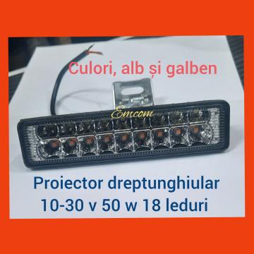 Proiector dreptunghiular 10-30v 50w 18 led