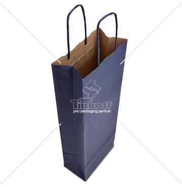 Punga hartie bleumarine pentru sticla vin 15x8x40 cm