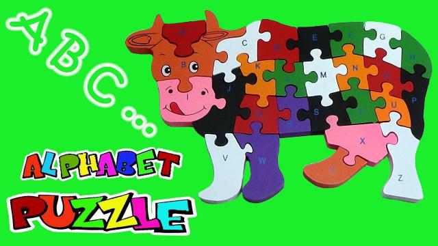 Puzzle 3 D din lemn, alfabet