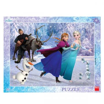 Puzzle cu rama - Anna si Elsa la patinoar (40 piese)