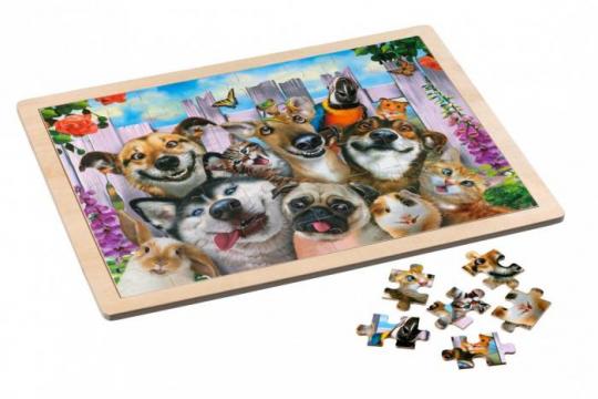 Puzzle in cadru de lemn, 48 piese - Pet