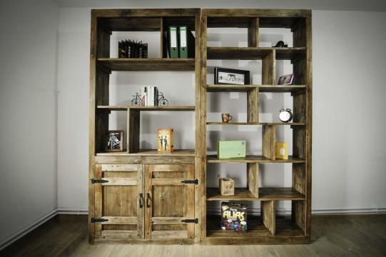 Raft biblioteca, lemn masiv pin, 200 x 38 x 200 cm