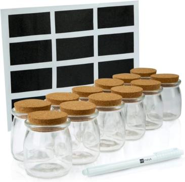 Recipiente din sticla pentru condimente - set 12 bucati