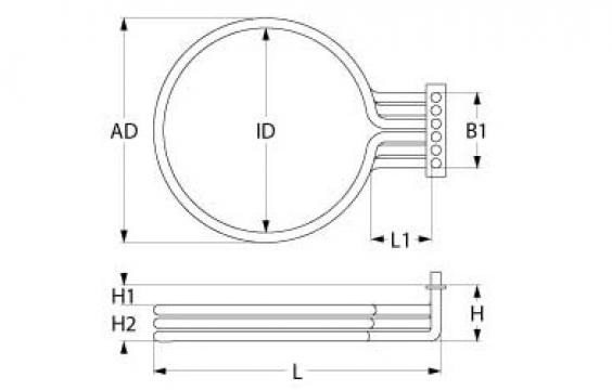 Rezistenta 16400W, 230V, 492mmX143mm