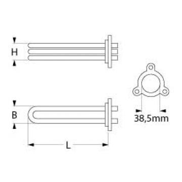 Rezistenta 2600W, 230V, L=260mm, flansa 38,5mm