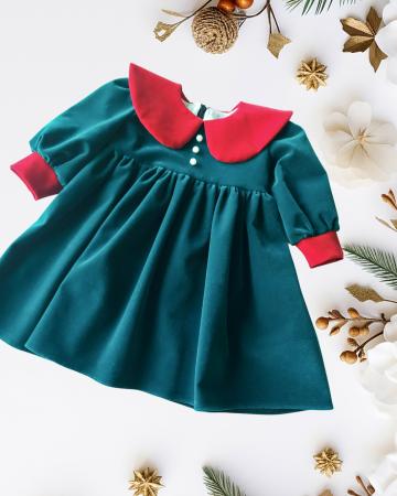 Rochie catifea Clementine turcoaz