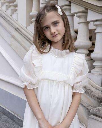 Rochie fete organza din matase Odette crem