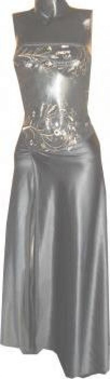 Rochie neagra din broderie brodata si satin