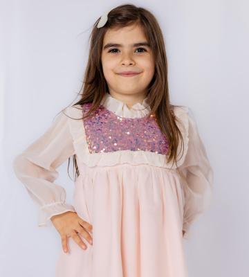 Rochie roz din organza cu matase Odette