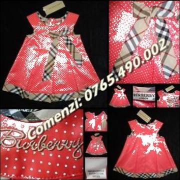 Rochie sarafan fetita 1 2 4 ani Burberry bumbac corai buline