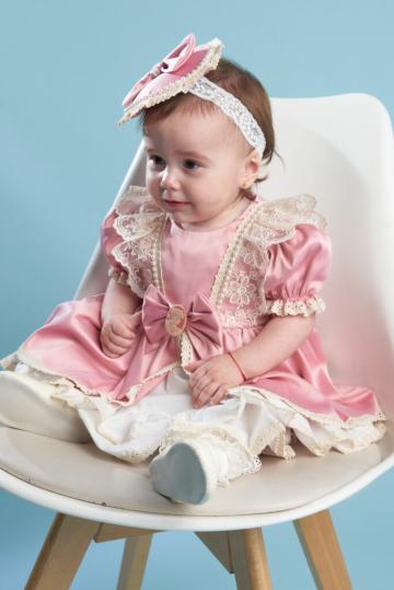 Rochita Emily - roz vintage (maneca scurta)