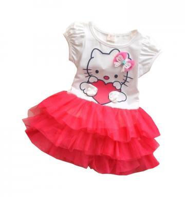 Rochita Hello Kitty, volane tulle, rosu