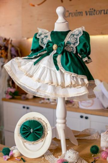 Rochita botez Emily - verde (maneca lunga)