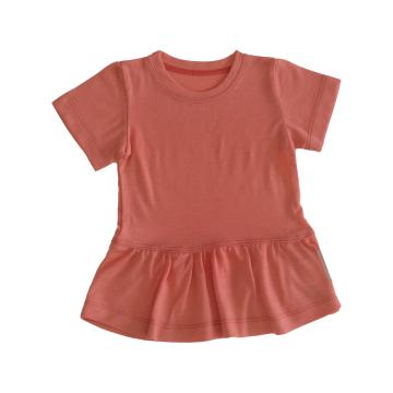 Rochita cu maneca scurta, lana merinos 100% coral