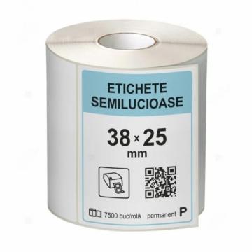Rola etichete autocolante semilucioase transfer 38x25mm
