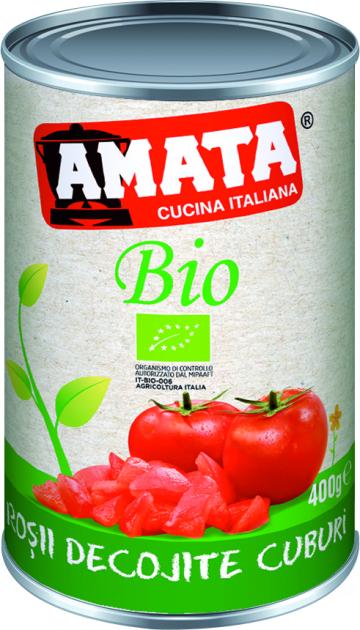 Rosii decojite cuburi bio 400 g